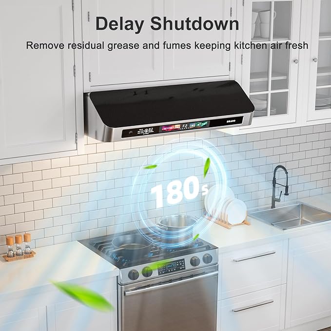 Under Cabinet Range Hood 30 Inch with Voice/Gesture/Touch Control, 900 CFM Kitchen Hood Vent with 4-Speed Exhaust Fan, Memory Mode, Adjustable Lights, Baffle Filters