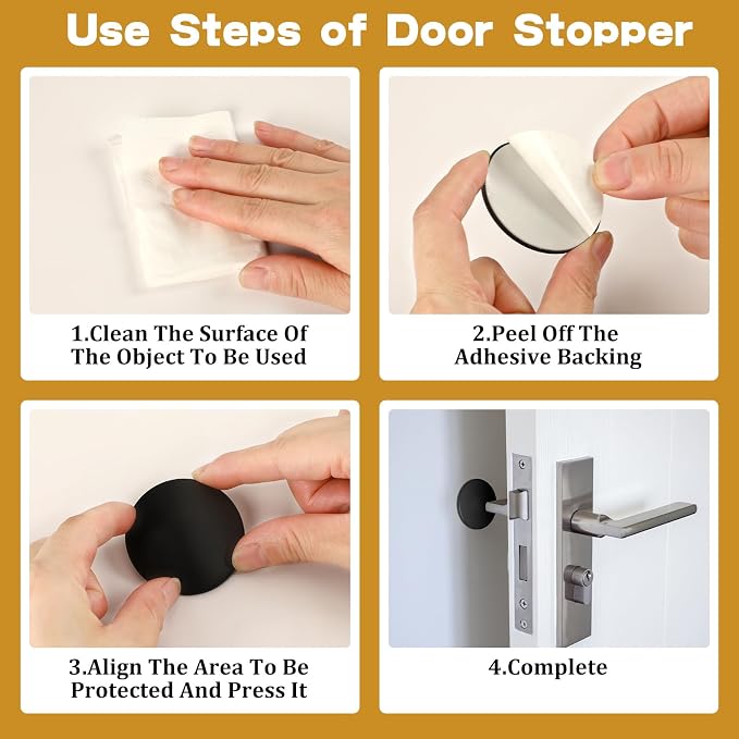 JULBEAR Door Stopper 12 Pack Black Silicone Handle Wall Bumpers | Silicone - Image 4