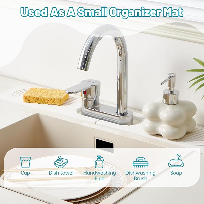 Stone Faucet Mat for Kitchen Sink Oval Hole Bathroom sink splash guard | - Image 7