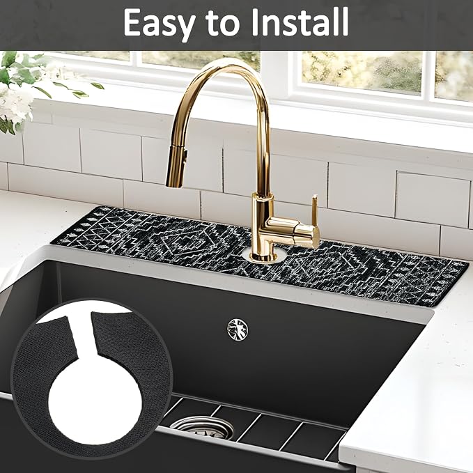 2PCS 24" X 5.5" Kitchen Sink Splash Guard Faucet Mat Aztec Super Absorbent Fast - Image 5