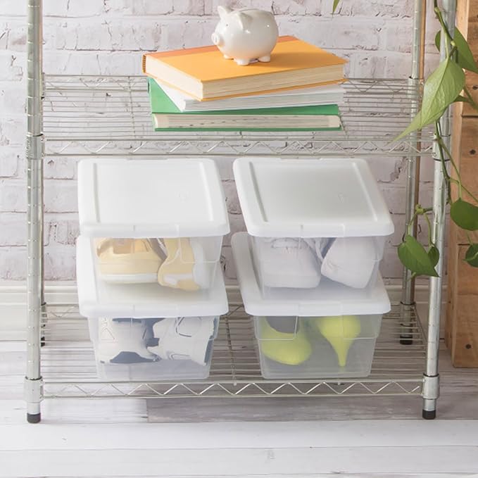 Sterilite Storage Boxes, Stackable Clear Plastic Bins, 6 Quart - Image 8