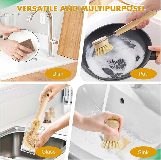 DEBETOOL 6-Piece Bamboo Dish Brush Set - Image 5