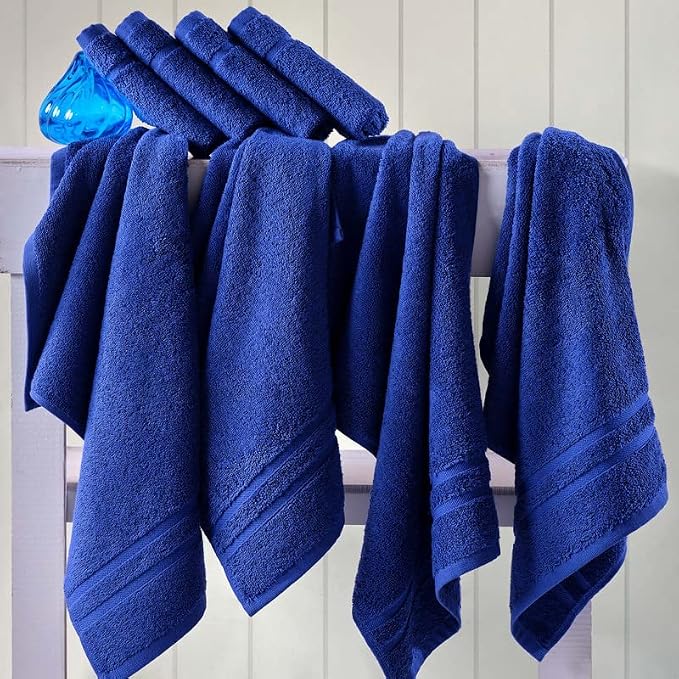 Hawmam Linen Royal Blue Hand Towels 4 Pack Turkish Cotton Premium Quality Soft - Image 6