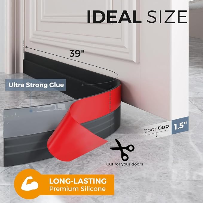 Grotheory 6 Pack Door Draft Stopper, Door Sweep, Weather Stripping Seal | - Image 3