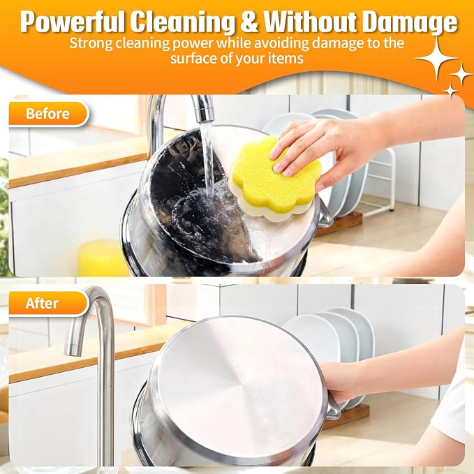 12 Count Scrub Sponges for Dishes, Dual-Sided Temperature-Responsive Scrubber - Image 7