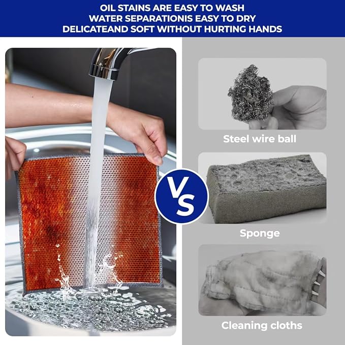 Wangjinpeng 50PK 3-Layer Non-Scratch Wire Dishcloths, 7.87 x 7.87 in - Image 5