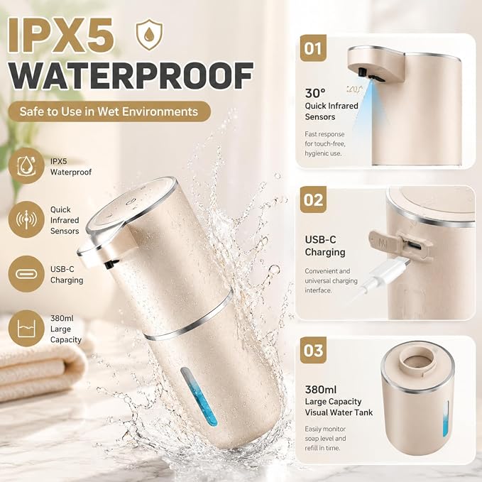 Automatic Liquid Soap Dispenser, Touchless Hand Soap Dispenser 13.5oz USB - Image 5