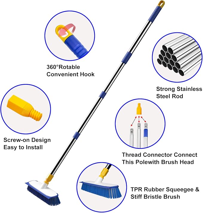 ITTAR 55" Extendable Floor Scrub Brush, Restaurant, Patio & Garage Cleaning - Image 6