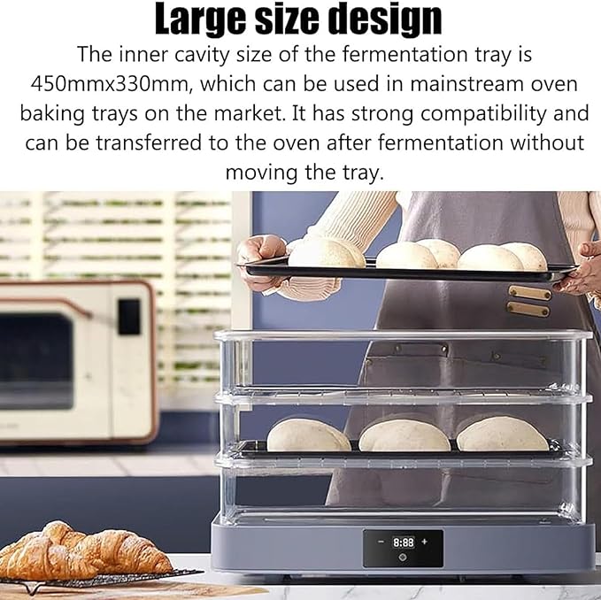40L Bread Proofing Box, Electric Dough Proofer Machine for Home Use, 450mmx330mm Large Size Inner Cavity, Adjustable Temperature +Timing(1min-24h),Automatic Humidity Control