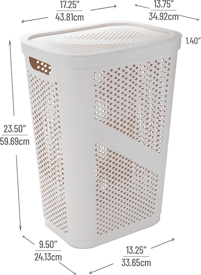 Mind Reader 60L Slim Laundry Hamper, Clothes Basket, Ventilated - Image 3