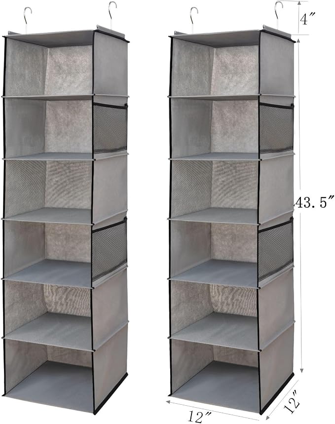 6 Shelves Hanging Closet Organizer, 2 Pack Hanging Storage - Image 3