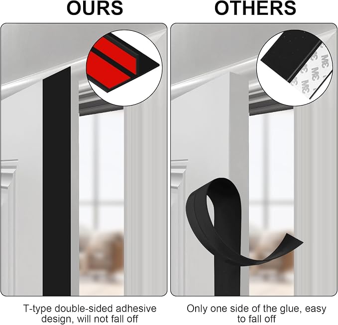 Benory T-Shaped Silicone Door Weather Stripping, 1.38" W x 20 ft | T-shaped - Image 6