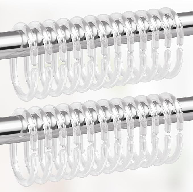 Amazer Plastic Shower Curtain Rings, C Shaped Shower Hooks by Amazer