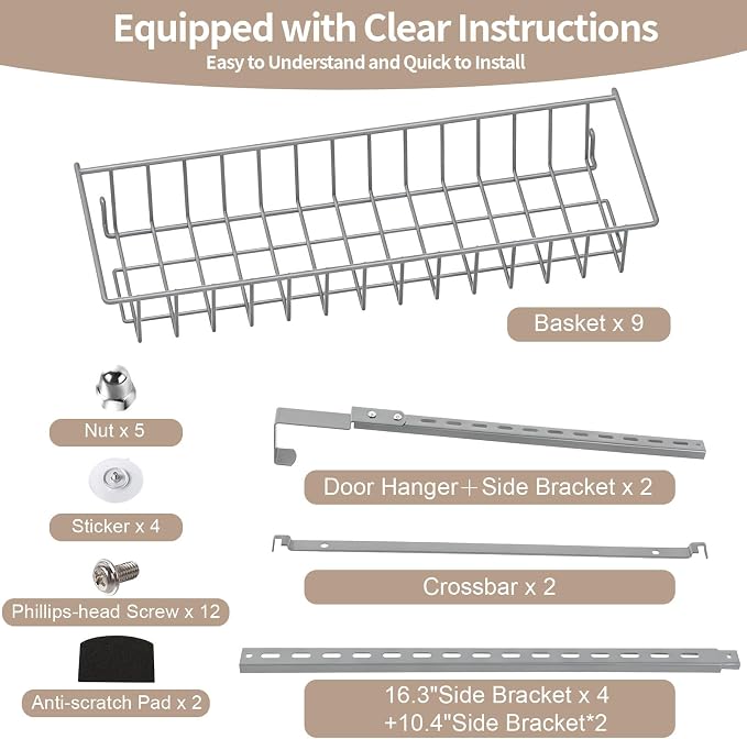 ElegantArray 9-Tier Pantry Door Organizer, Light Gray - Image 8