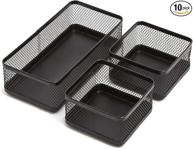 1InTheOffice Mesh Collection Desk Drawer Organizer Tray 3 Compartment by 1InTheOffice