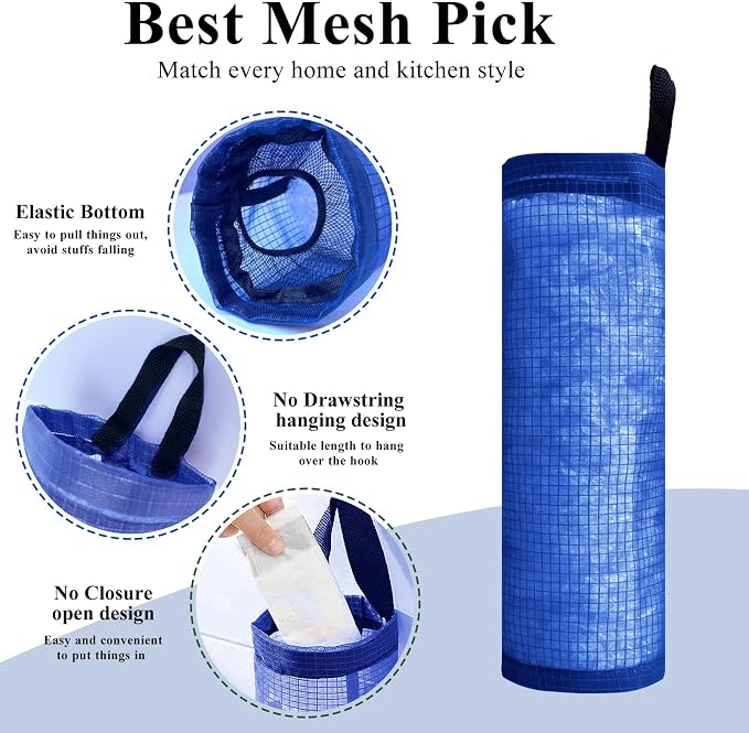 Plastic Bag Holder, Mesh Grocery Bag Holder Hanging Storage Bag Dispenser - Image 2