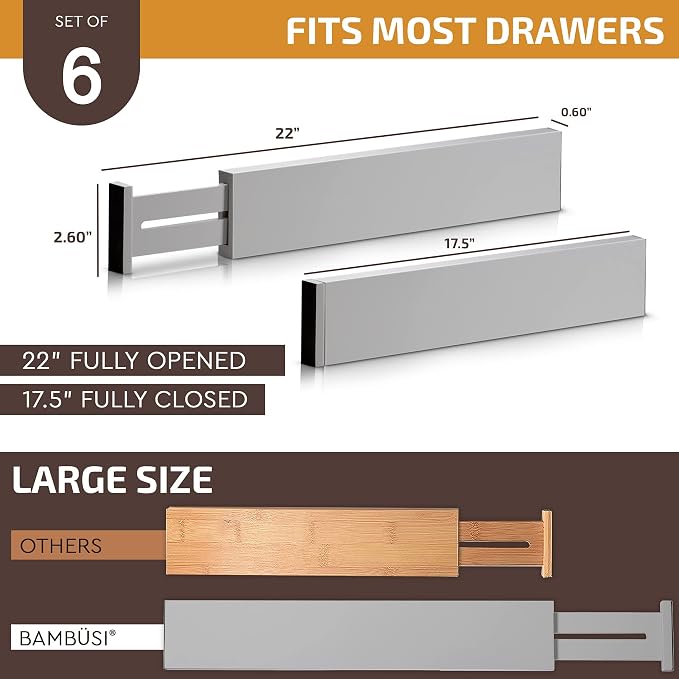 Bambüsi Bamboo Drawer Dividers 6 Pack - Image 8