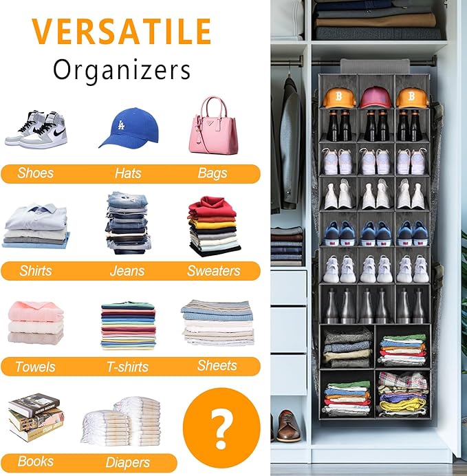 Hanging Shoe Organizer for Closet, Closet Hanging Shoe Storage Rack Holder - Image 5