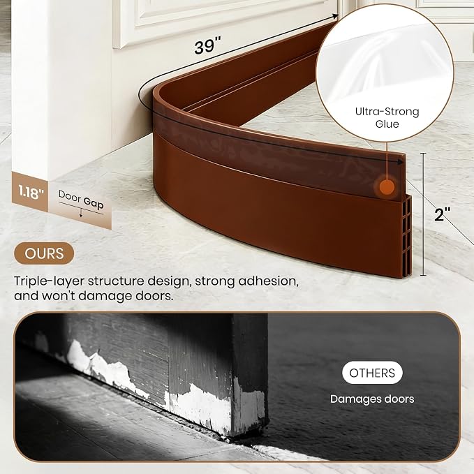 4 Pack Door Draft Stopper, Door Sweep - Image 2