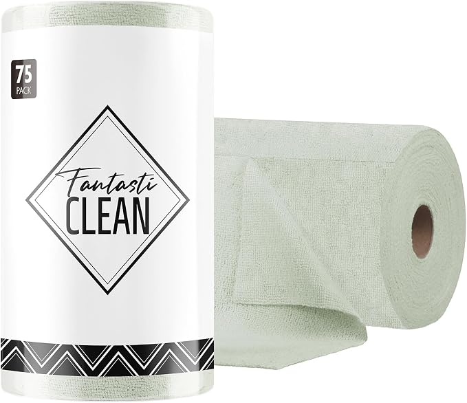 Fantasticlean Microfiber Cleaning Cloth Roll- 75 Sheets, Tear-away Microfiber by Fantasticlean