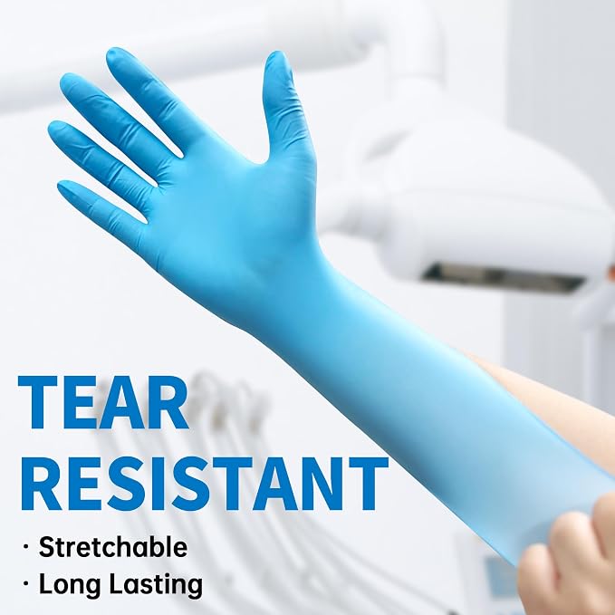 Medical Blue Nitrile Disposable Exam Gloves 4Mil Latex & Powder-Free | Flex • - Image 2
