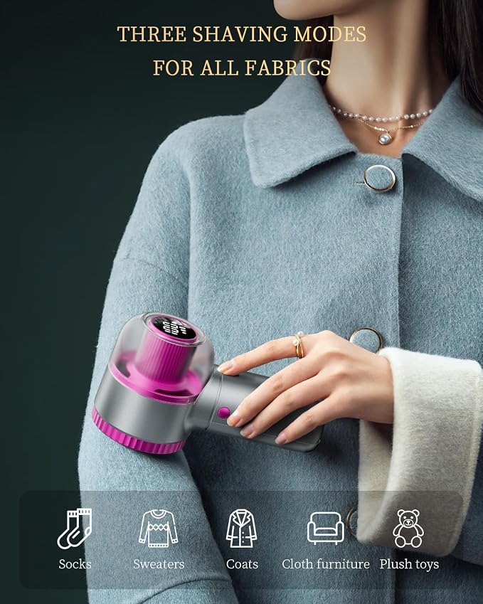 Fabric Shaver with Lint Brush, Large Lint Shaver with Digital Display | - Image 5