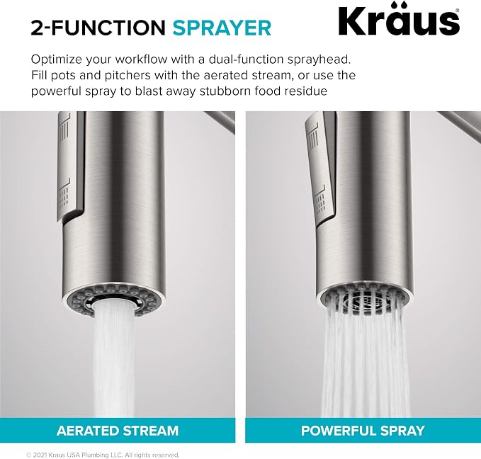KRAUS Oletto Commercial Style Single Handle Pull Down Kitchen Faucet - Image 10