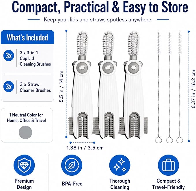 3-in-1 Cup Lid Gap Cleaning Brush Set - Image 4