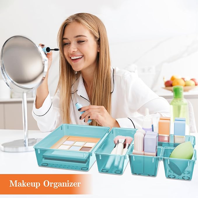 SpaceHacks 25 PCS Plastic Drawer Organizer, 4-Size Versatile Organizer Trays & - Image 5