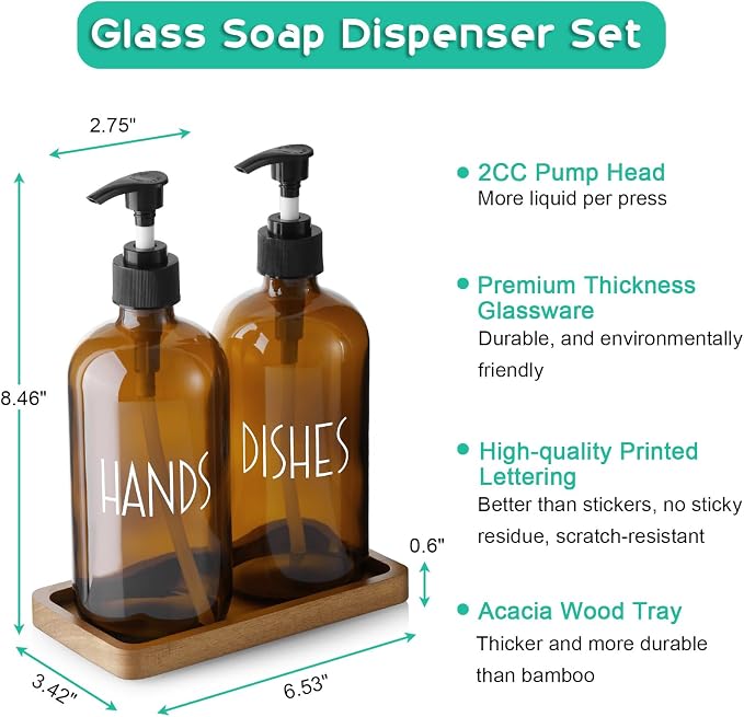 ALELION Amber Dlass Soap Dispenser - Image 4