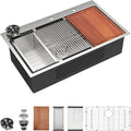 Dcolora 36 In. Workstation Kitchen Sink with Cup Washer, Drop In Luxury Extra Large Single Bowl for Big Kitchen, 304 Stainless Steel Heavy Duty 16 Gauge, 5 In 1 Valued Accessories #DC-TW258008S
