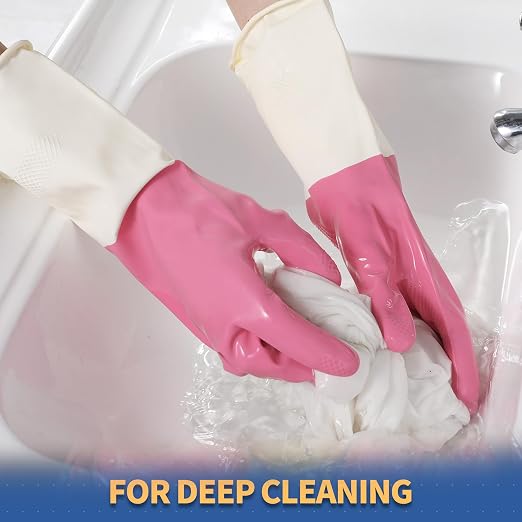 BOOMJOY Latex Cleaning Gloves, Heavy Duty Dishwashing Gloves, Reusable Medium - Image 7