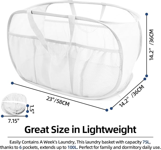 Collapsible Laundry Baskets, Upgrade Pop Up Laundry Hamper - Image 4