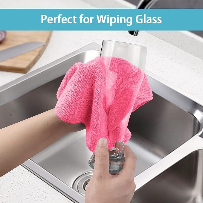 HOMEXCEL 8PK Microfiber Cleaning Cloth, Cleaning Rags - Image 5