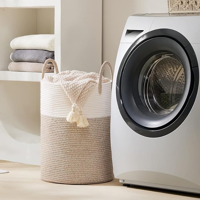 YOUDENOVA Cotton Rope Laundry Hamper Basket, 72L Blanket Basket - Image 5