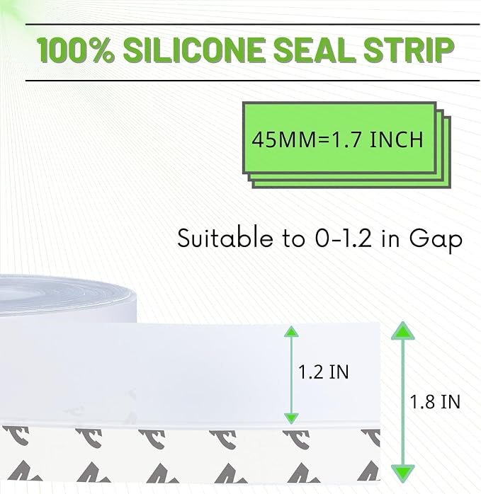 Door Weather Stripping Door Seal Strip, 1.8 in Self Adhesive Clear | Door Draft - Image 6