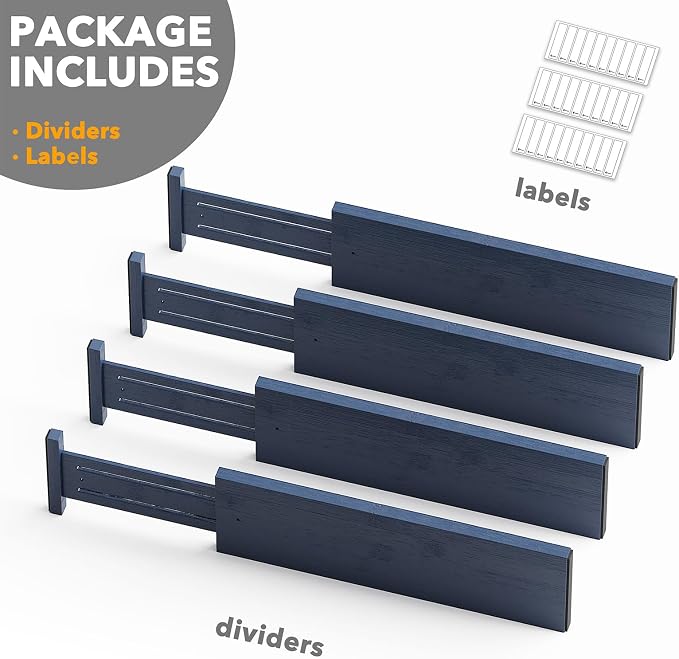SpaceAid Bamboo 4 Pack Dresser Drawer Dividers, 4.65“ High Adjustable 17“-22” - Image 7