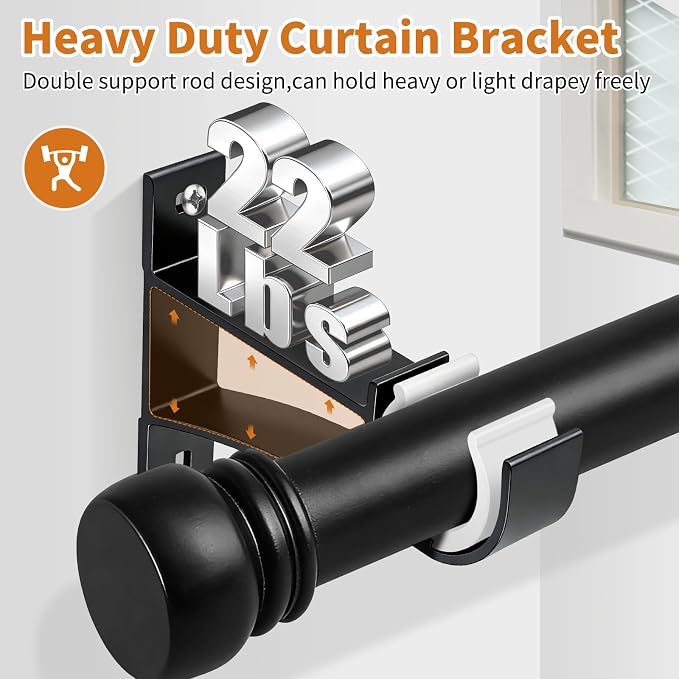 KOLAKO Curtain Rod Bracket, Heavy Duty Curtain Rod Holders Single Decorative - Image 5