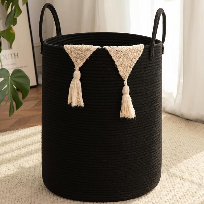 OIAHOMY 100L Nursery Hamper Laundry Basket Laundry Hamper Black by MasterofSpaceOptimization
