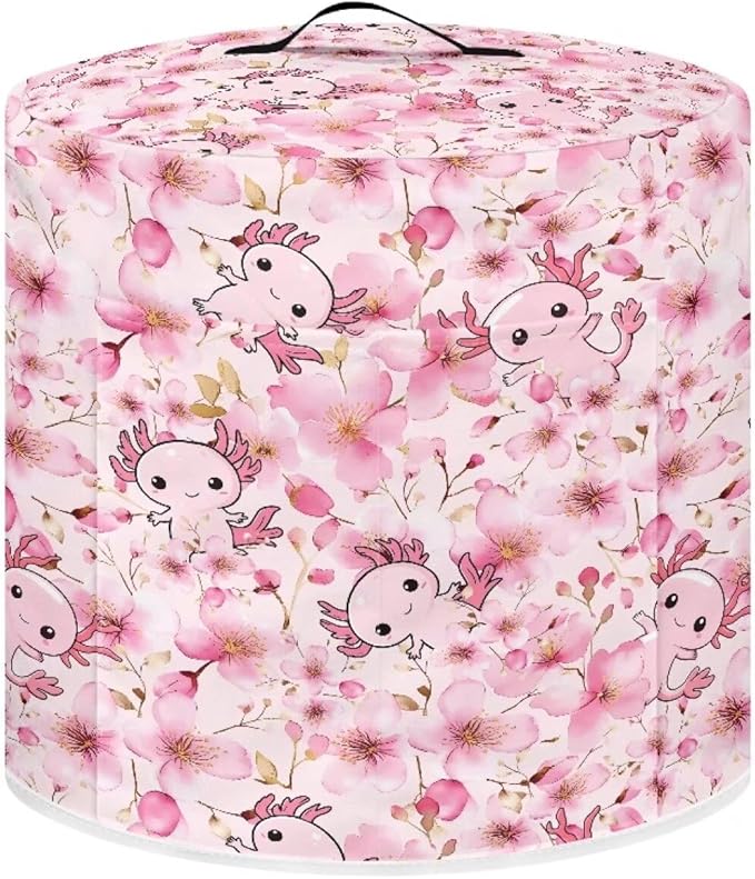 Axolotl Butterfly and Floral Print Kitchen Appliance Dust Cover with Pockets, Electric Pressure Cooker Cover Compatible with Crock Pot, Rice Cooker Cover, for 6 Qt Pot