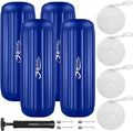 Boat Fenders 4 Pack 10 x 28 Inches Ribbed Center Hole Boat Fenders Bumpers for Docking, Comes with Ropes and Pump to Inflate