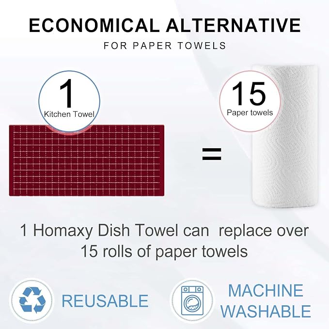 Homaxy Kitchen Towels and Dishcloths Set, Brick Red - Image 7
