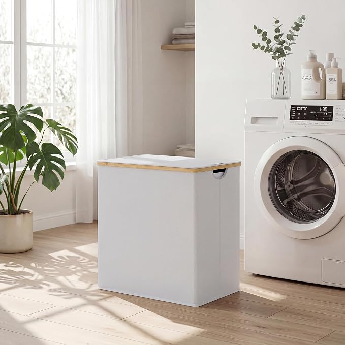 efluky Laundry Hamper with Lid, Double Laundry Basket with 2 Removable Bags - Image 6