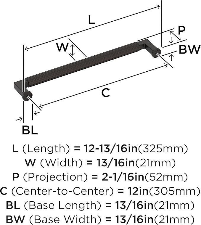 Amerock Ballard 12 inch (305mm) Center-to-Center Oil-Rubbed Bronze Appliance Pull, BP37650ORB