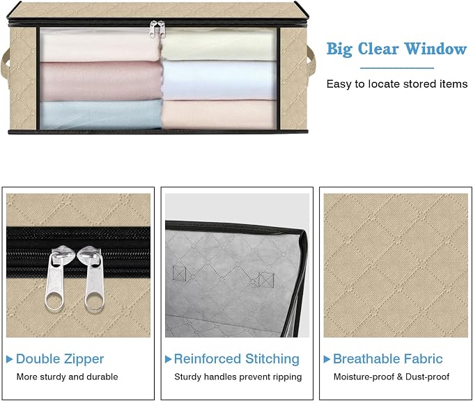 HomeHacks 3-Pack Clothes Organizer Storage Bags, 35L Storage Bins, Reinforced - Image 4