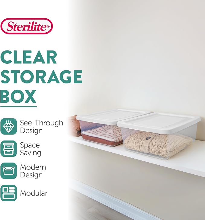 Sterilite Storage Box Stackable Tote, 12 Quart, 36 Pack - Image 3