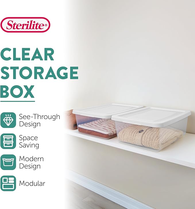 Sterilite Storage Box Stackable Tote, 12 Quart, 24 Pack - Image 2