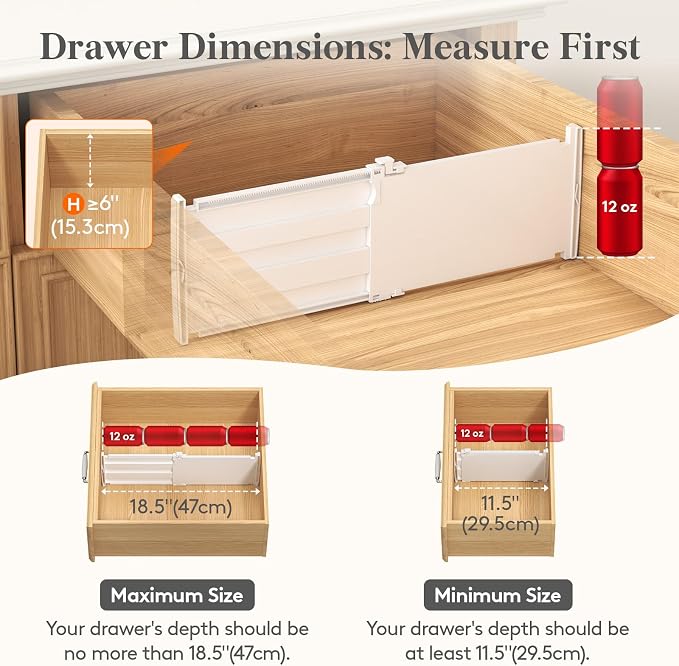 Lifewit 6" Tall Drawer Dividers, Adjustable Deep Drawer Organizer Clothes | 12 - Image 3