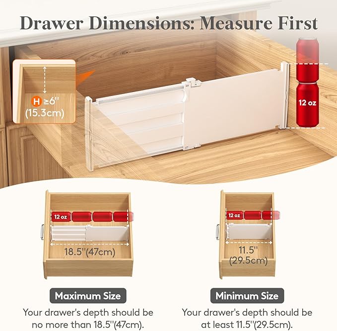 Lifewit 6" Tall Drawer Dividers, Adjustable Deep Drawer Organizer Clothes | 9 - Image 3
