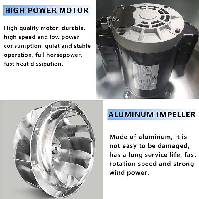 Restaurant Hood Grease Rated Exhaust Fan-Direct Drive Centrifugal Upblast Exhaust Fan 1.5HP 110 Volt Single Phase Motor 5000 CFM